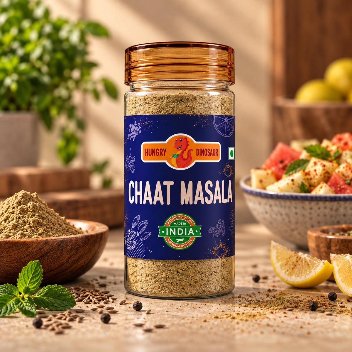 Chaat Masala jar, front