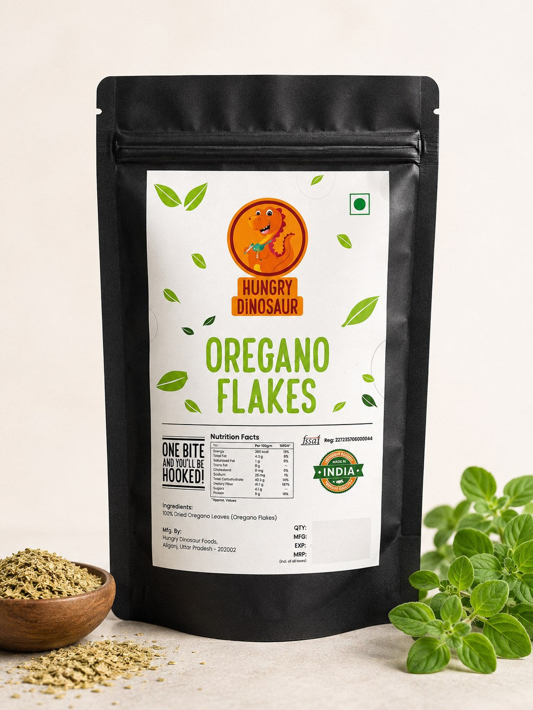Oregano Flakes pouch, front