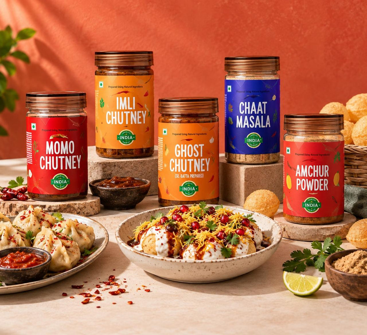 Chatpata Attack Combo: Momo Chutney, Imli Chutney, Ghost Chutney, Chaat Masala, Amchur Powder