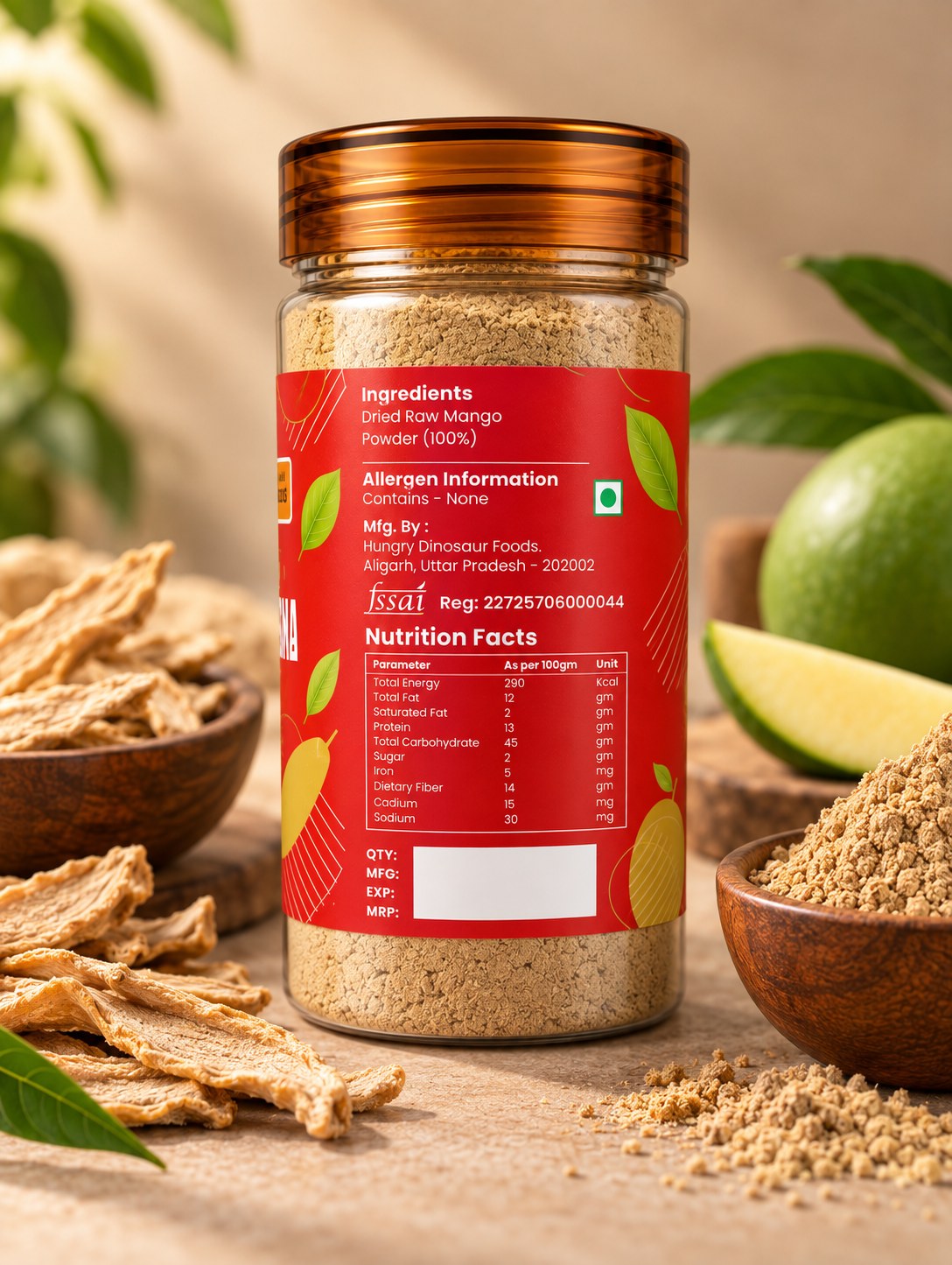 Amchur Powder jar, back label